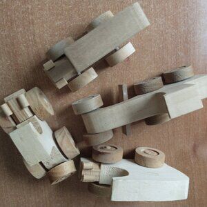 Wooden Child's Toys Unpainted (4 piece) - Good Condition
